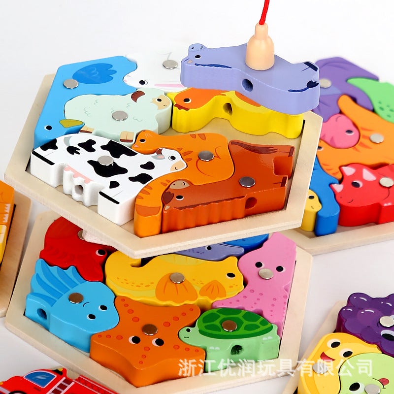 Wooden Puzzle Toy For Kidsren 3-6 Years Old Hand-Eye Coordination Exercise Kindergarten Early Education Small Class Puzzle Shape Matching - Image 3